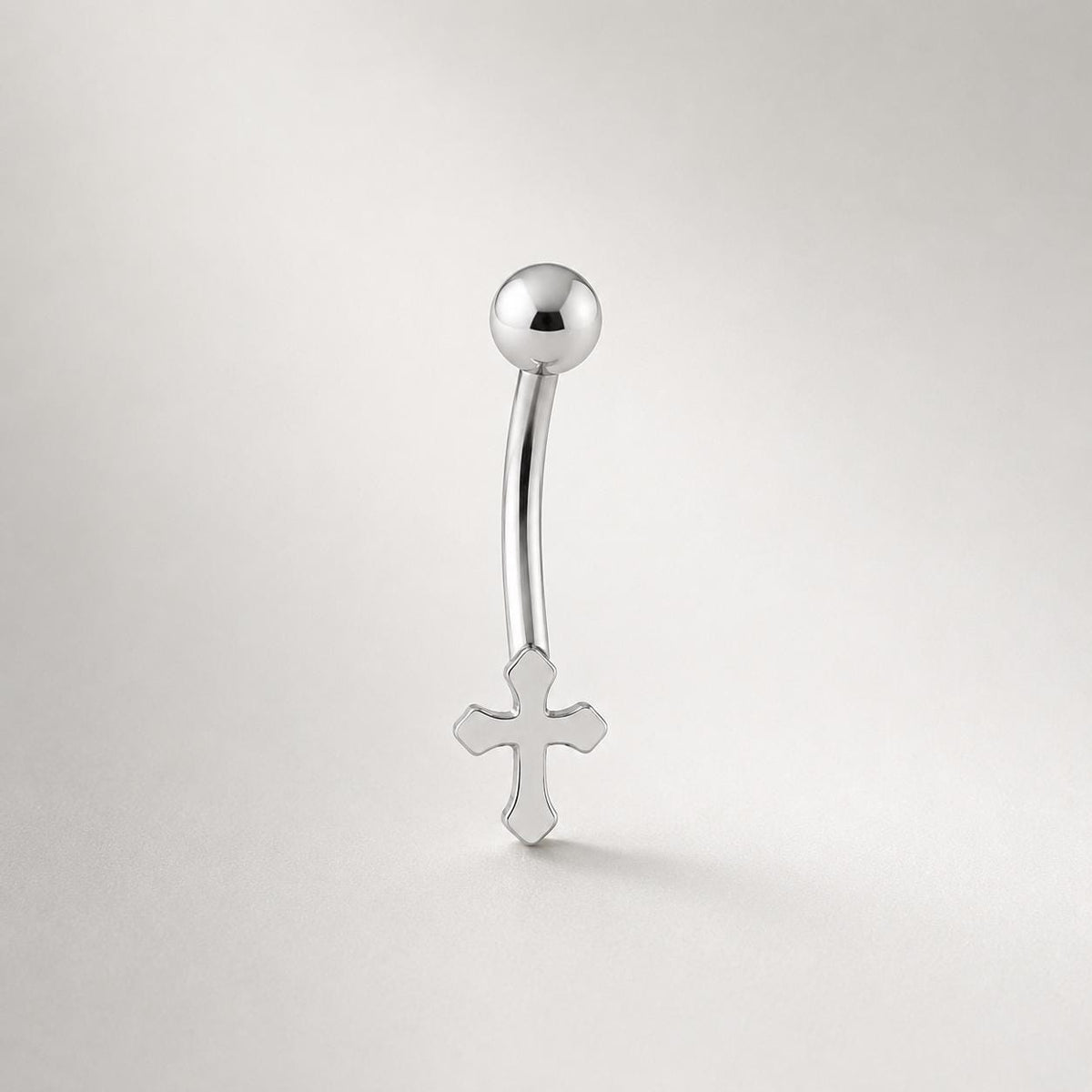 CZ Cross Titanium Eyebrow Barbell detail 5