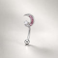 Moon Pearl CZ Titanium Eyebrow Barbell detail 6