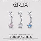 CZ Star Titanium Eyebrow Barbell