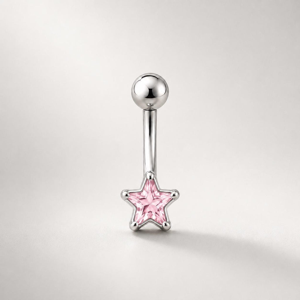 CZ Star Titanium Eyebrow Barbell detail 5