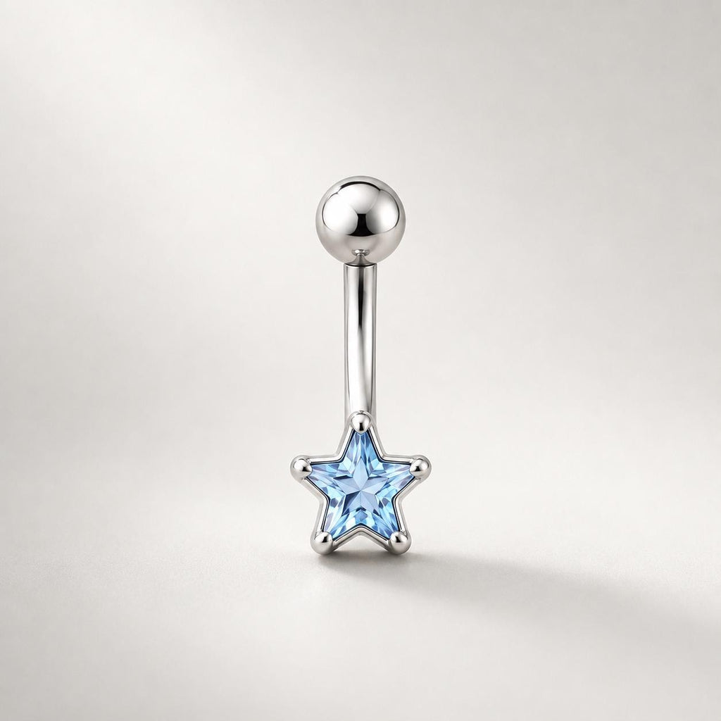 CZ Star Titanium Eyebrow Barbell detail 6