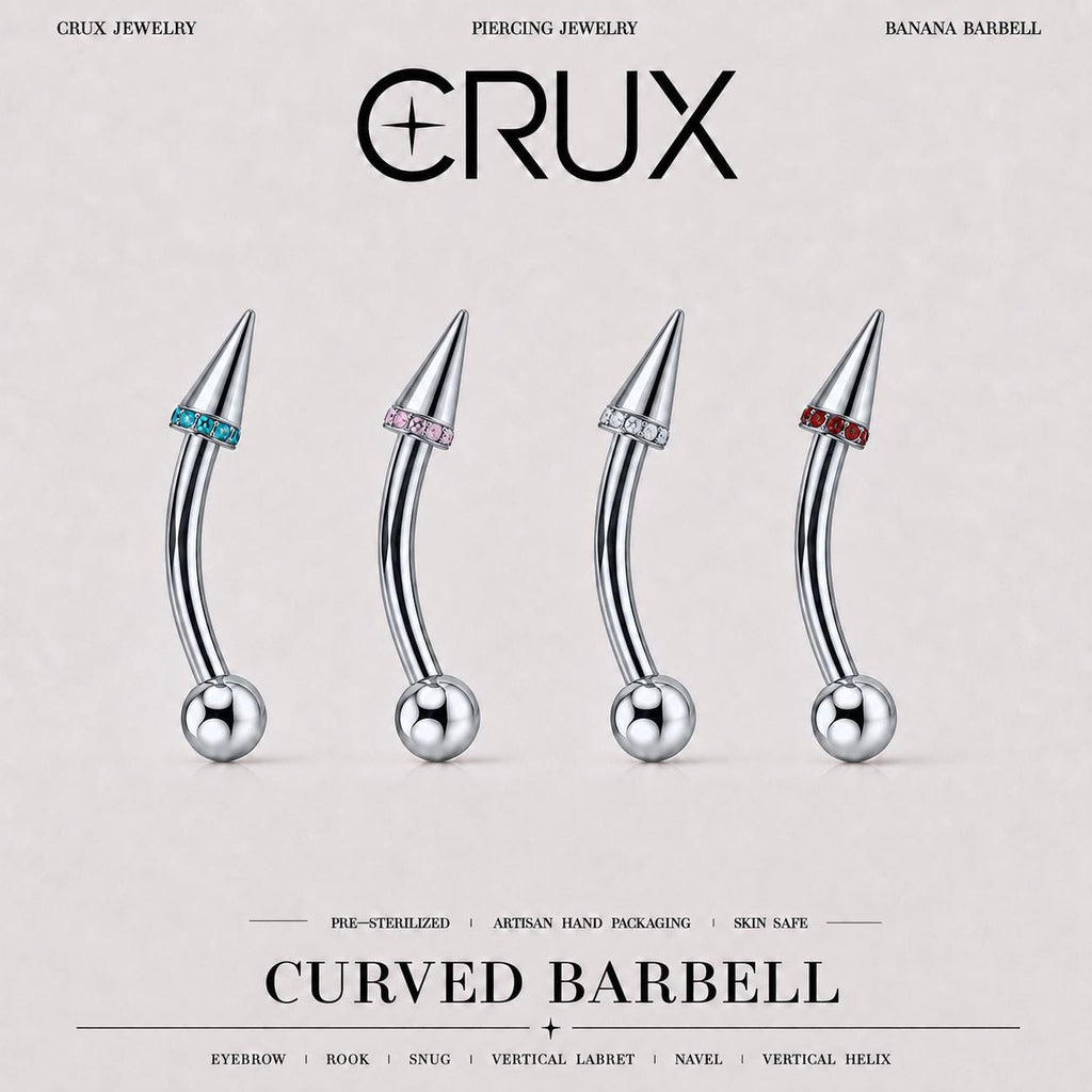 Pavé CZ Spike Titanium Eyebrow Barbell