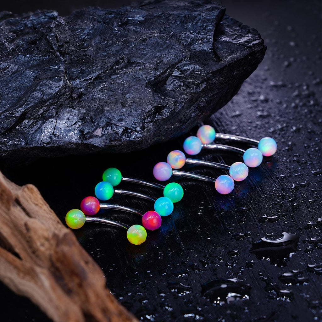 Opal Ball Titanium Eyebrow Barbell detail 3