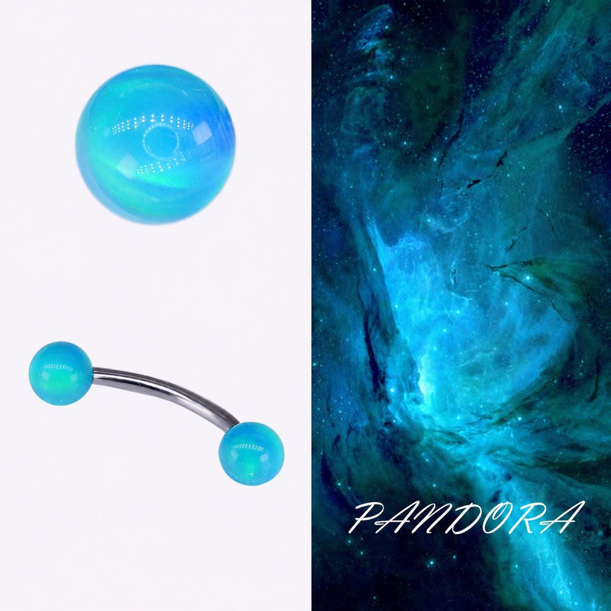 Opal Ball Titanium Eyebrow Barbell detail 7