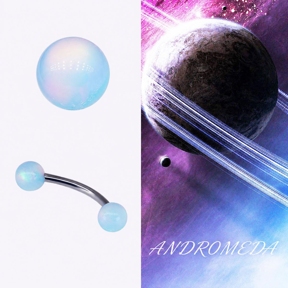Opal Ball Titanium Eyebrow Barbell detail 11