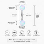 Opal Ball Titanium Eyebrow Barbell detail 13