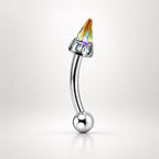 Crystal Spike Titanium Eyebrow Barbell detail 6