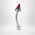 Crystal Spike Titanium Eyebrow Barbell detail 7