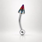 Crystal Spike Titanium Eyebrow Barbell detail 7