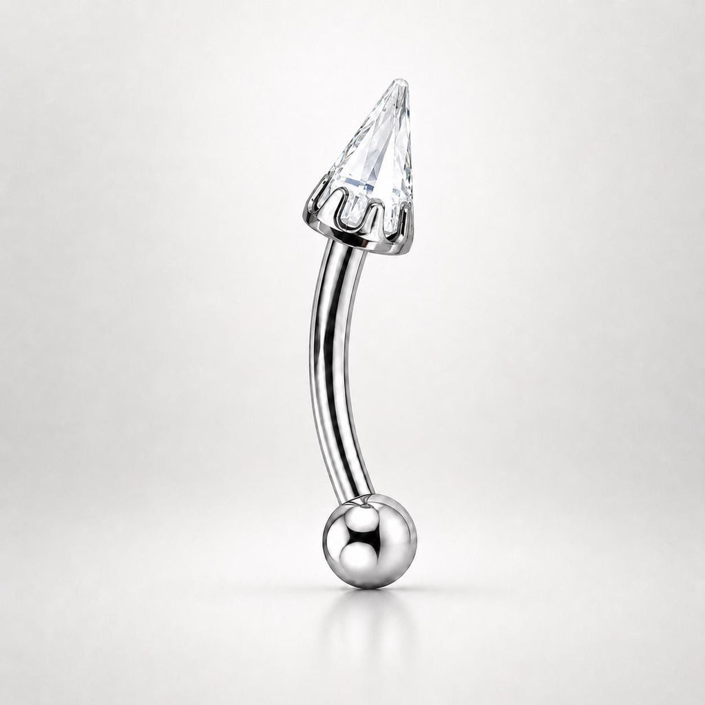 Crystal Spike Titanium Eyebrow Barbell detail 9