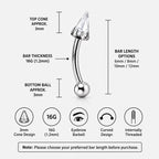 Crystal Spike Titanium Eyebrow Barbell detail 10