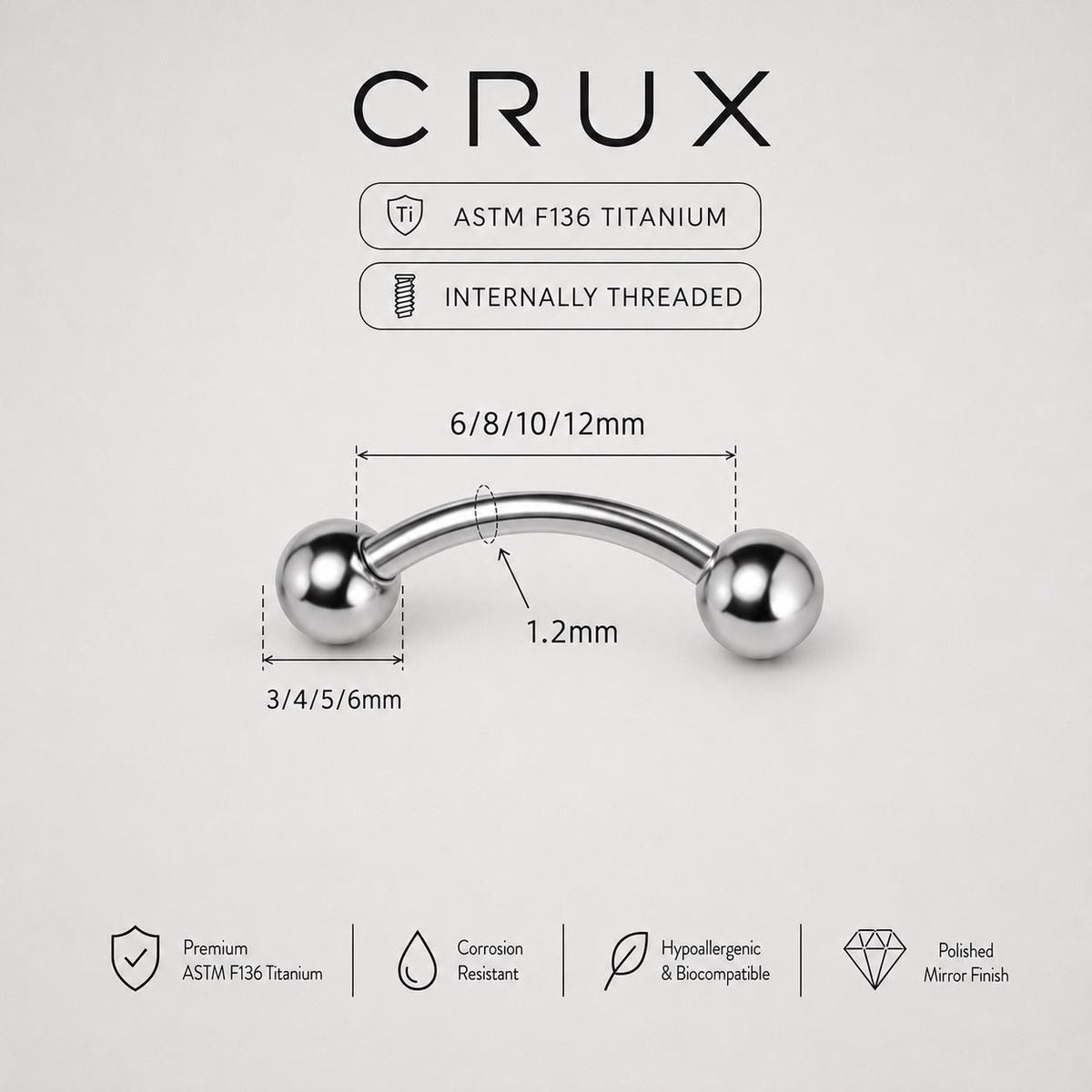 Classic Titanium Curved Barbell detail 11