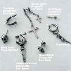The "Dark Necromancer" Gothic Ear Stack Set - Skulls, Crosses & Tentacle Earrings Sets - ear and cartilage jewelry 3