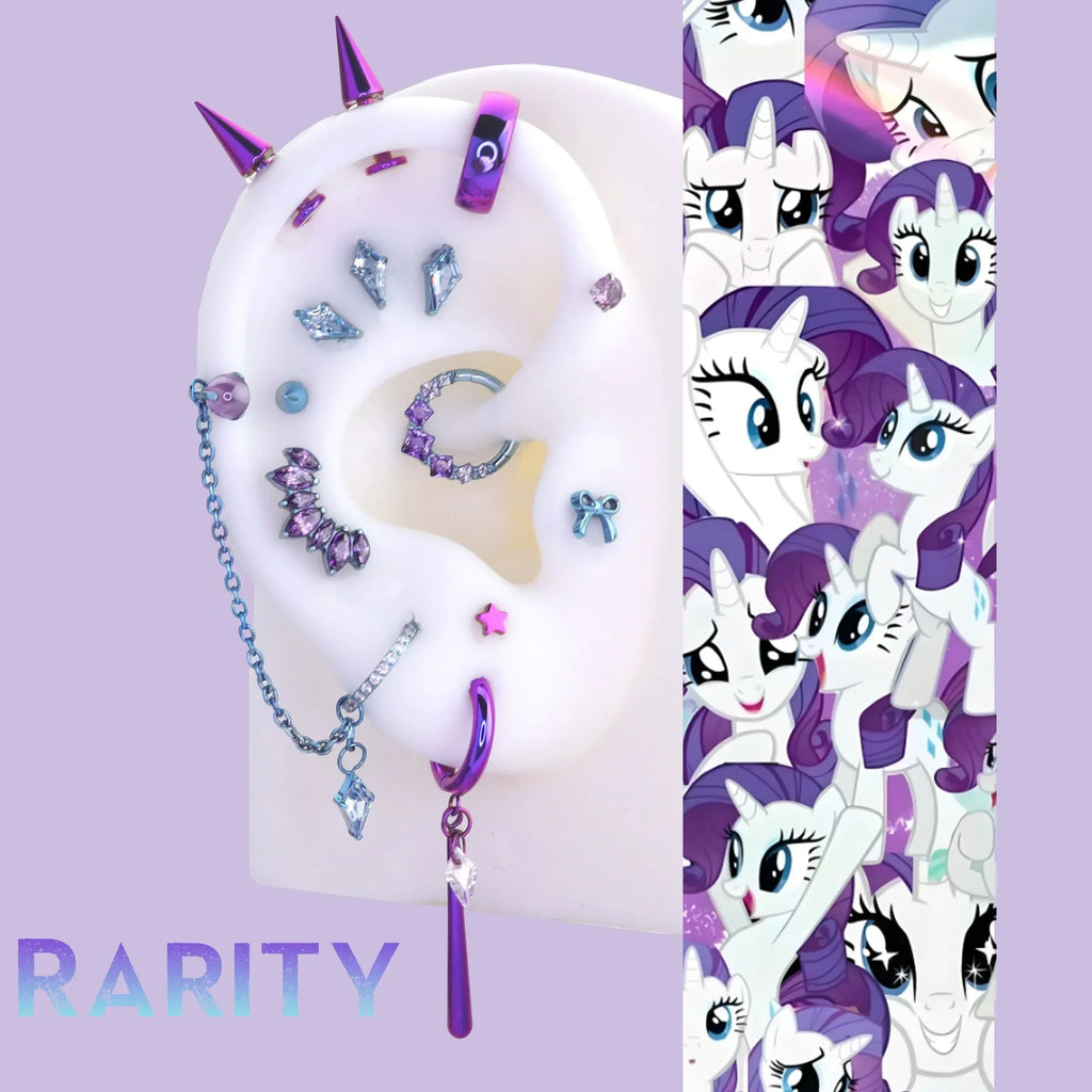Rarity purple crystal MLP-inspired ear curation set