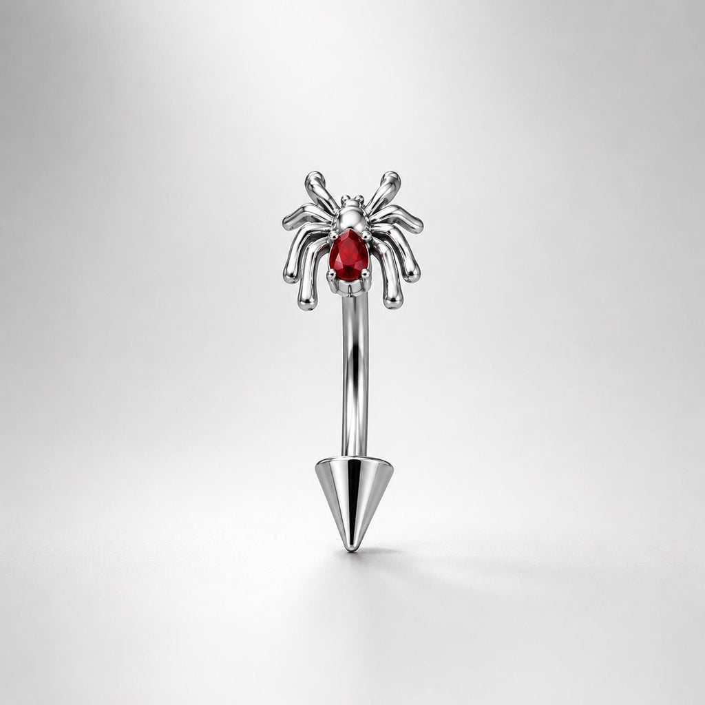 ETSY 4529721904 | IMAGE 4 | Red Gem Spider Titanium Eyebrow Barbell