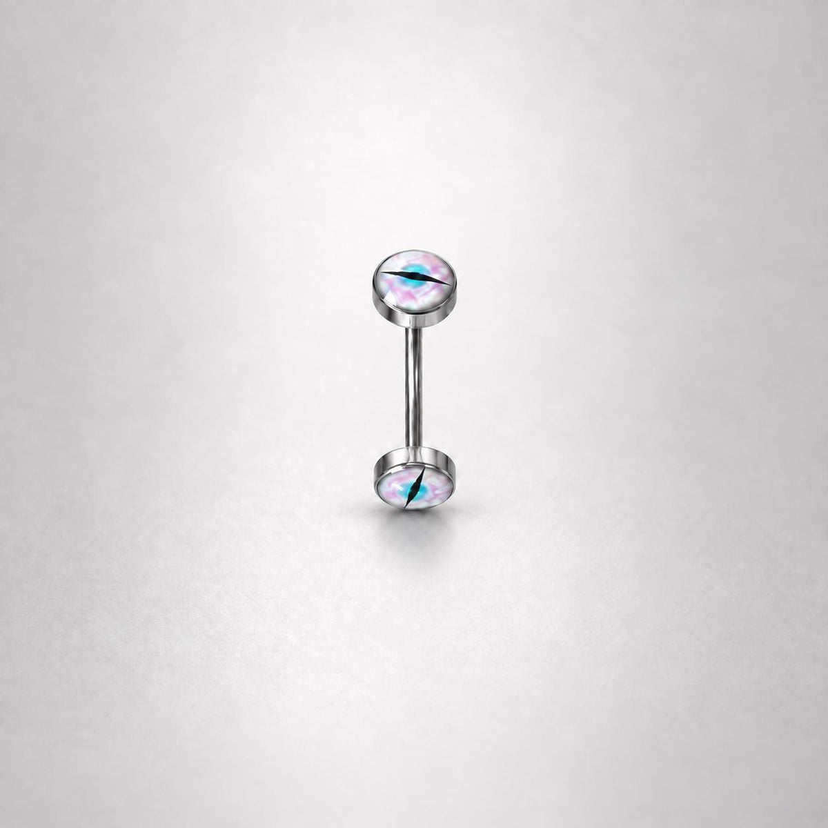 ETSY 4530270929 | IMAGE 6 | Pink Cat Eye Titanium Eyebrow Barbell