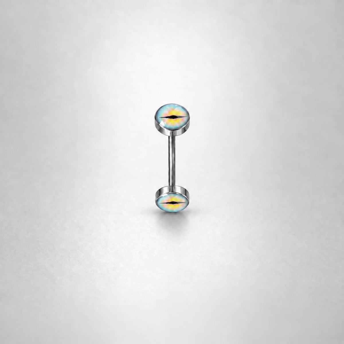 ETSY 4530270929 | IMAGE 8 | Pink Cat Eye Titanium Eyebrow Barbell