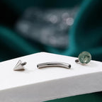 ETSY 4530829390 | IMAGE 4 | Moss Agate Titanium Eyebrow Barbell