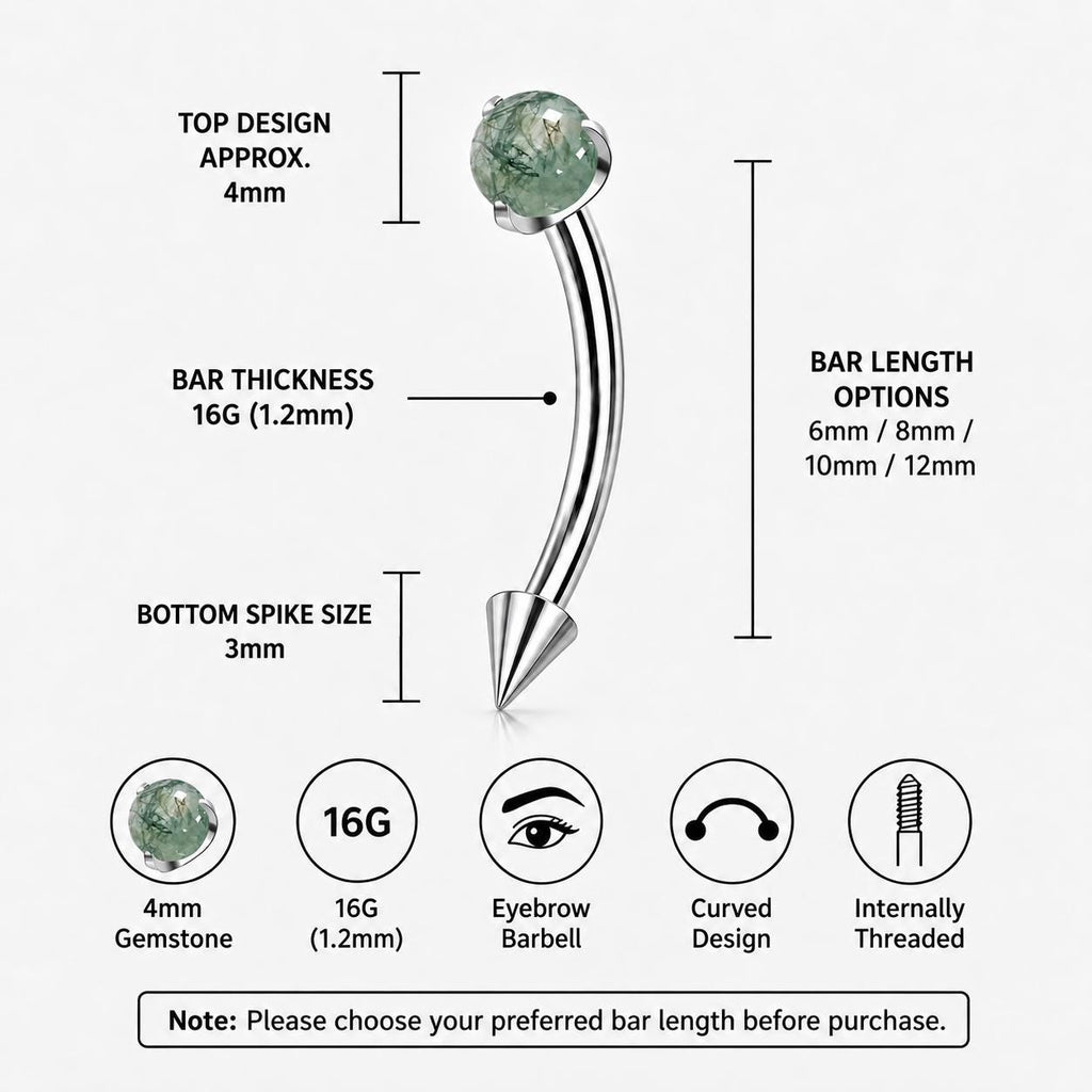 ETSY 4530829390 | IMAGE 6 | Moss Agate Titanium Eyebrow Barbell