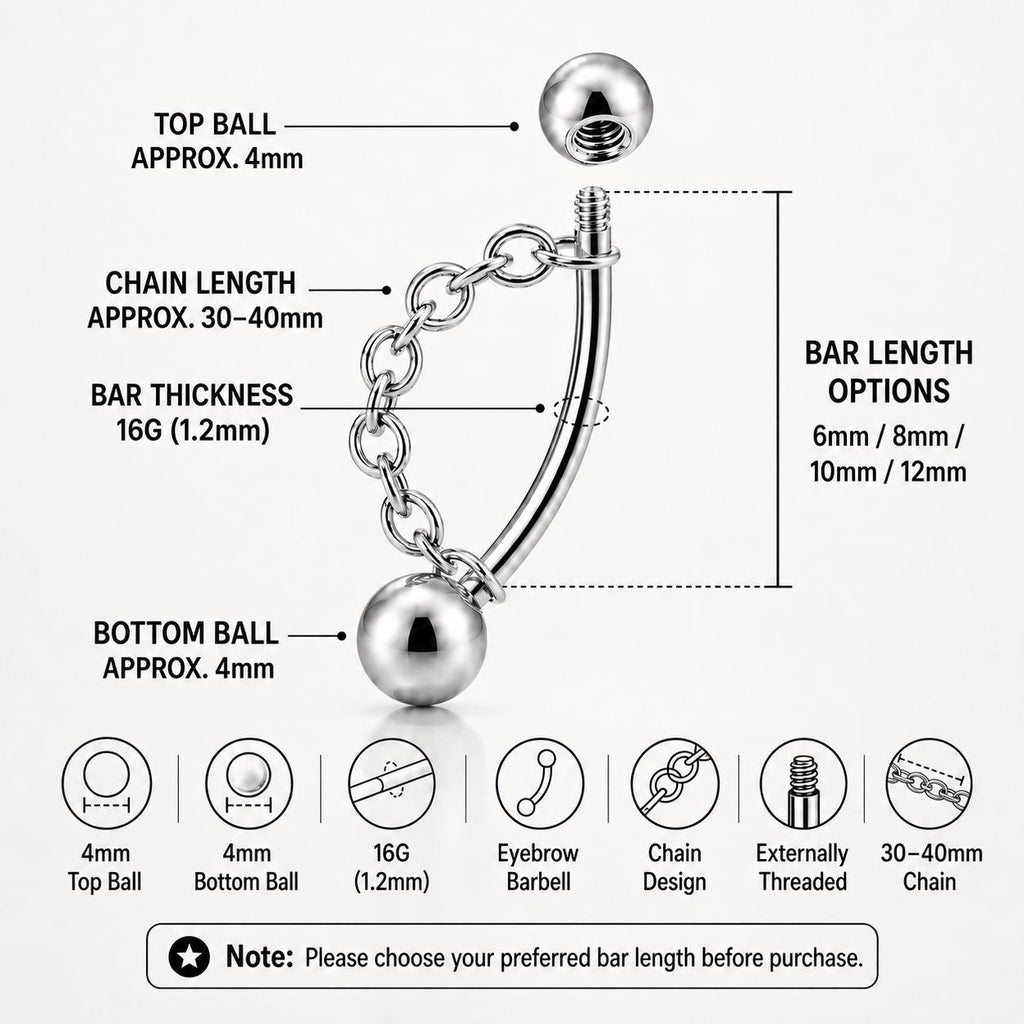 ETSY 4530841218 | IMAGE 6 | Silver Ball Chain Titanium Eyebrow Barbell