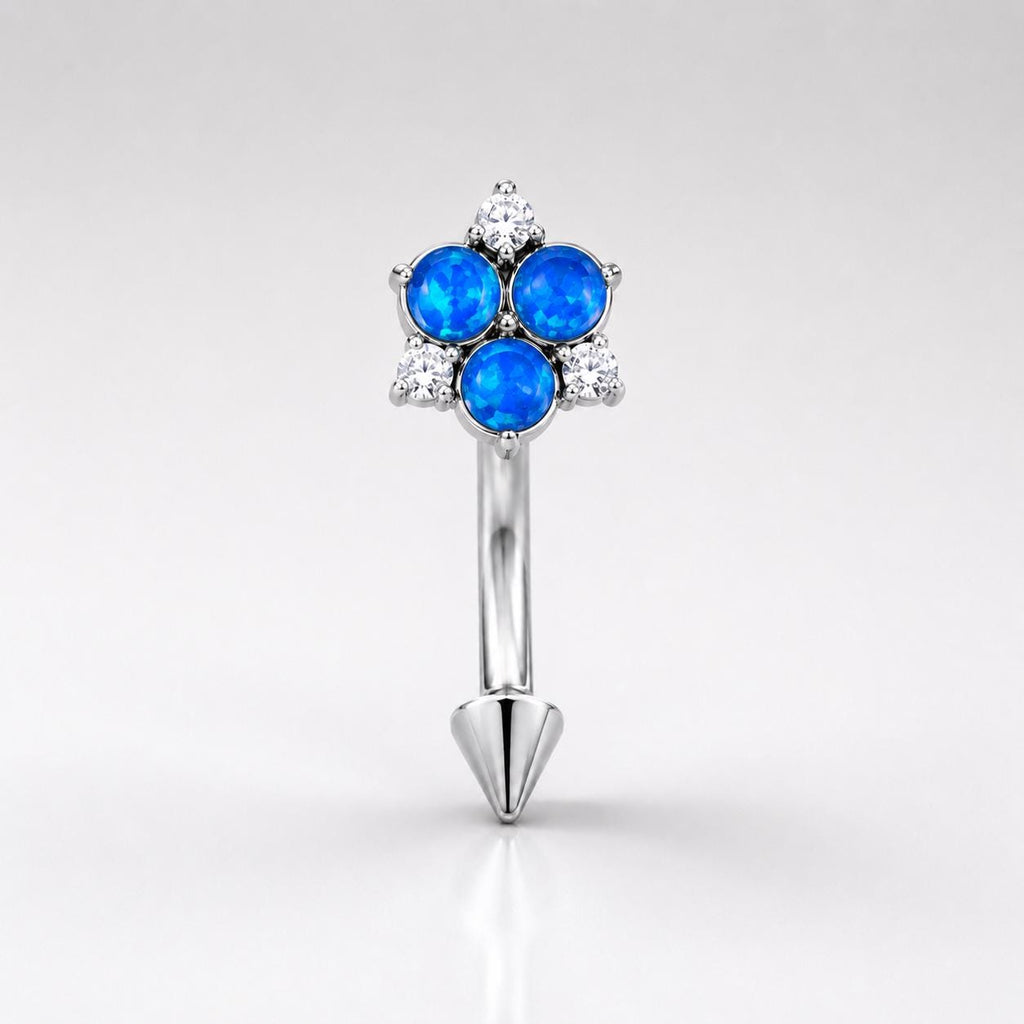 ETSY 4531341918 | IMAGE 10 | CZ Flower Titanium Eyebrow Barbell