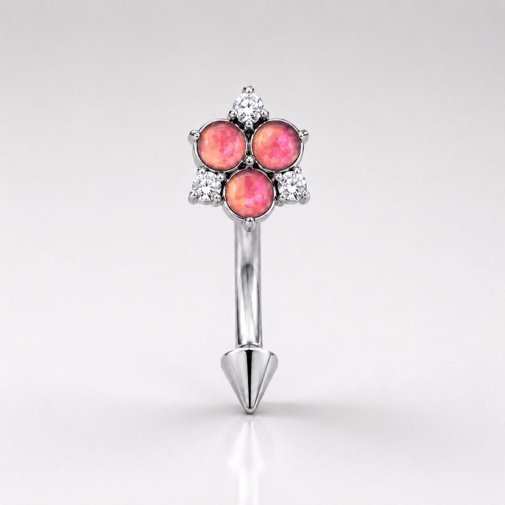 ETSY 4531341918 | IMAGE 4 | CZ Flower Titanium Eyebrow Barbell