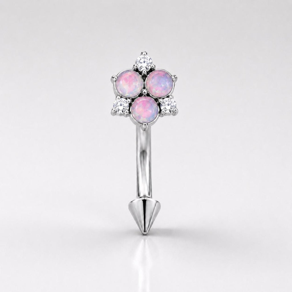 ETSY 4531341918 | IMAGE 6 | CZ Flower Titanium Eyebrow Barbell