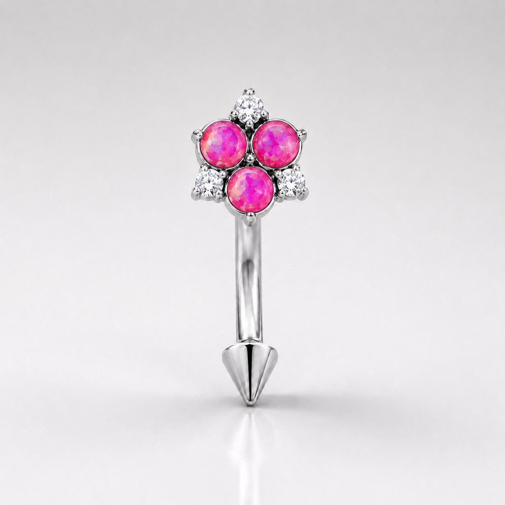 ETSY 4531341918 | IMAGE 7 | CZ Flower Titanium Eyebrow Barbell