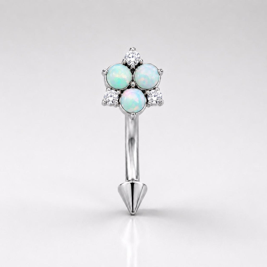 ETSY 4531341918 | IMAGE 8 | CZ Flower Titanium Eyebrow Barbell