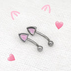 ETSY 4535504202 | IMAGE 2 | Pink Cat Ear Titanium Eyebrow Barbell
