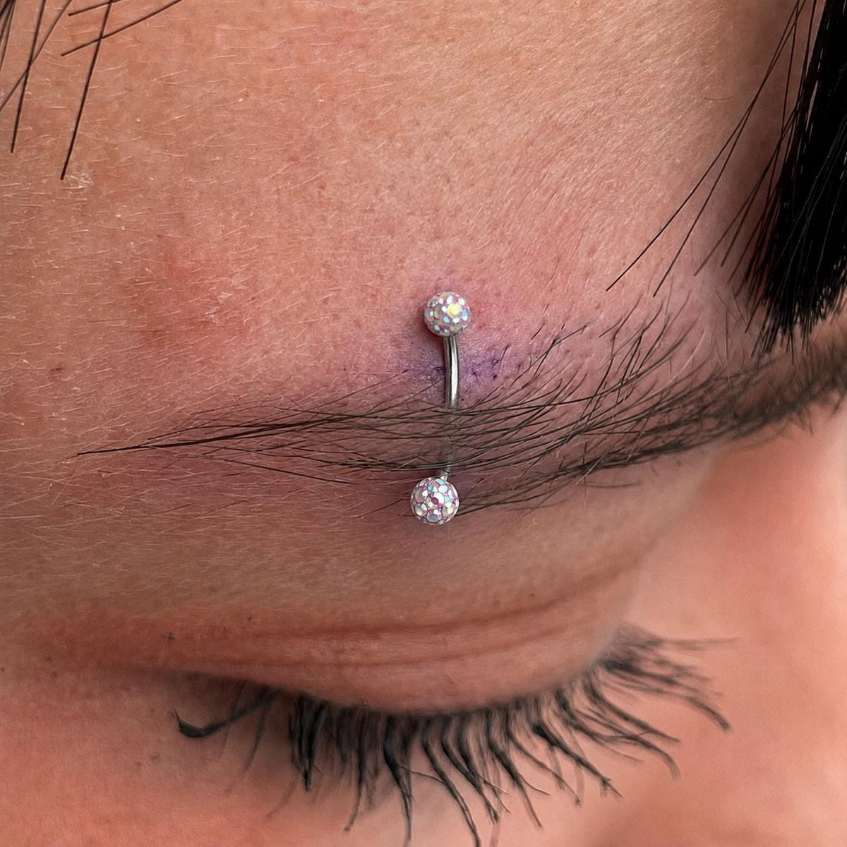ETSY 4535513584 | IMAGE 2 | Pavé CZ Ball Titanium Eyebrow Barbell