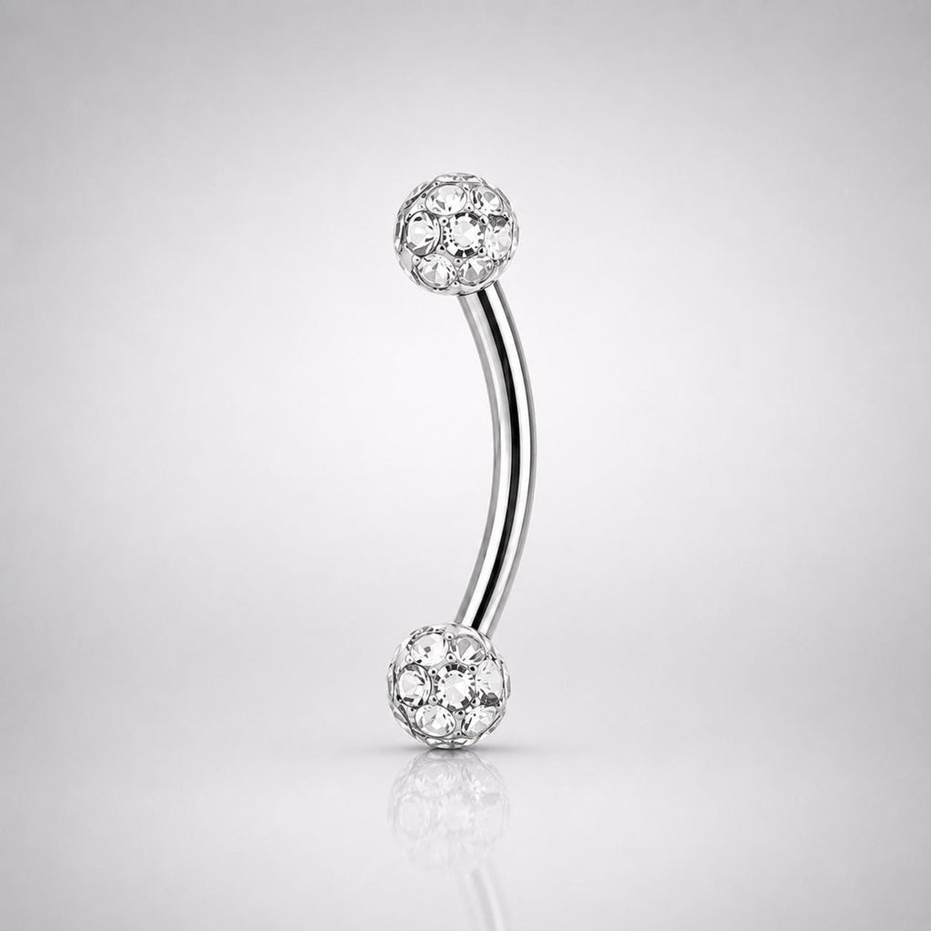 ETSY 4535513584 | IMAGE 6 | Pavé CZ Ball Titanium Eyebrow Barbell