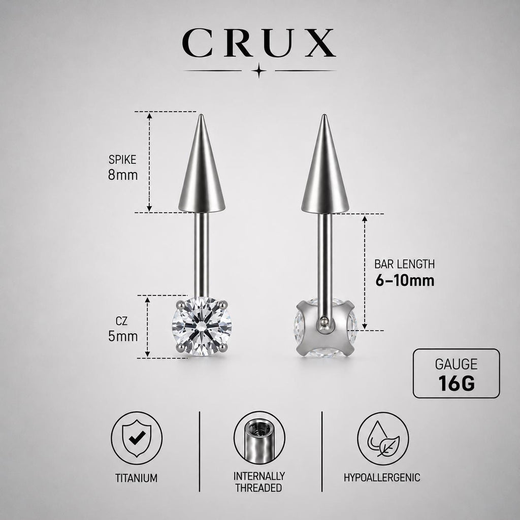 ETSY 4569307791 | IMAGE 15 | Round CZ & Spike Barbell