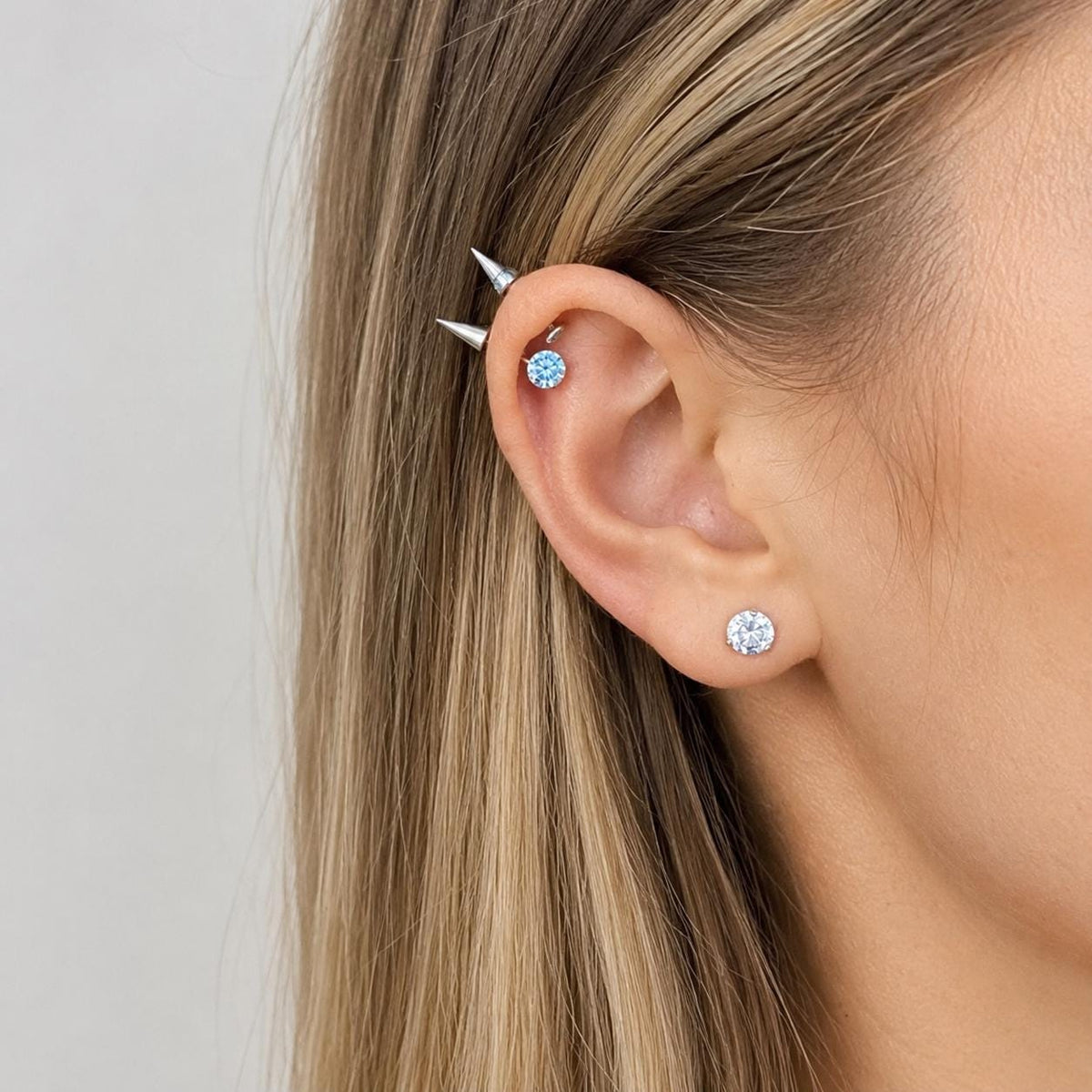 ETSY 4569307791 | IMAGE 2 | Round CZ & Spike Barbell