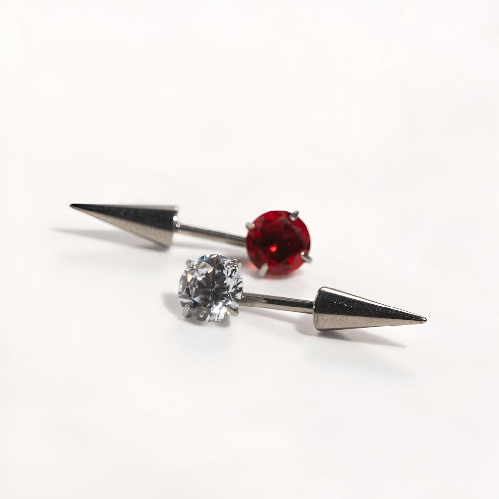 ETSY 4569307791 | IMAGE 4 | Round CZ & Spike Barbell