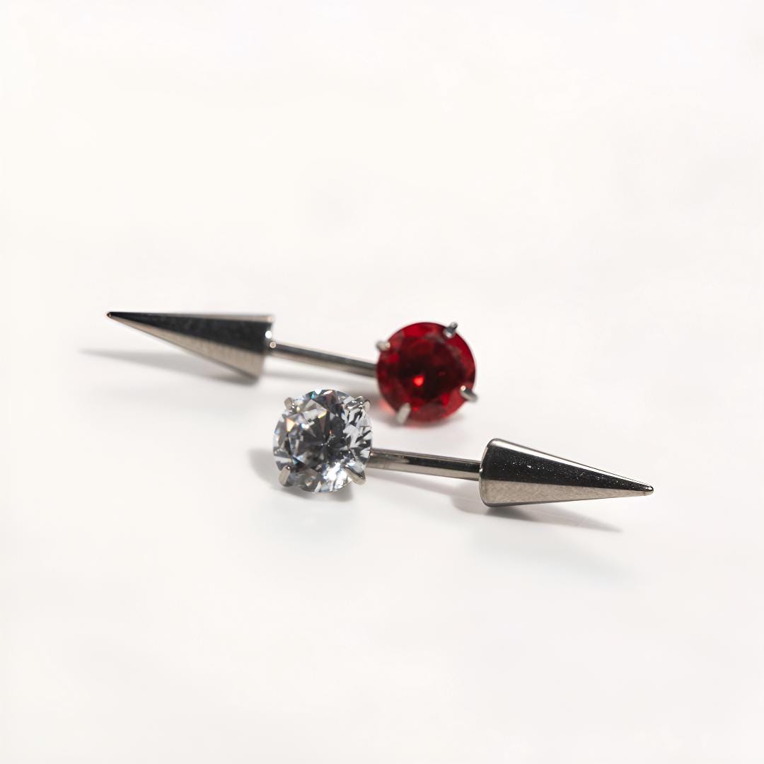 ETSY 4569307791 | IMAGE 4 | Round CZ & Spike Barbell