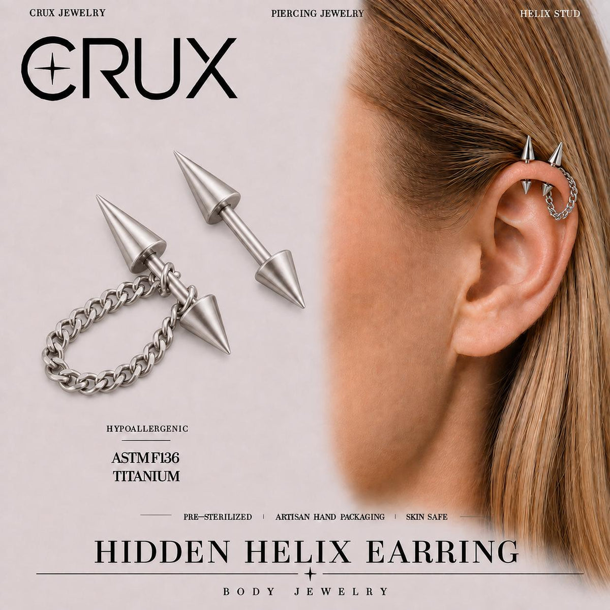 ETSY 4569315919 | IMAGE 1 | Double Spike & Chain Barbell
