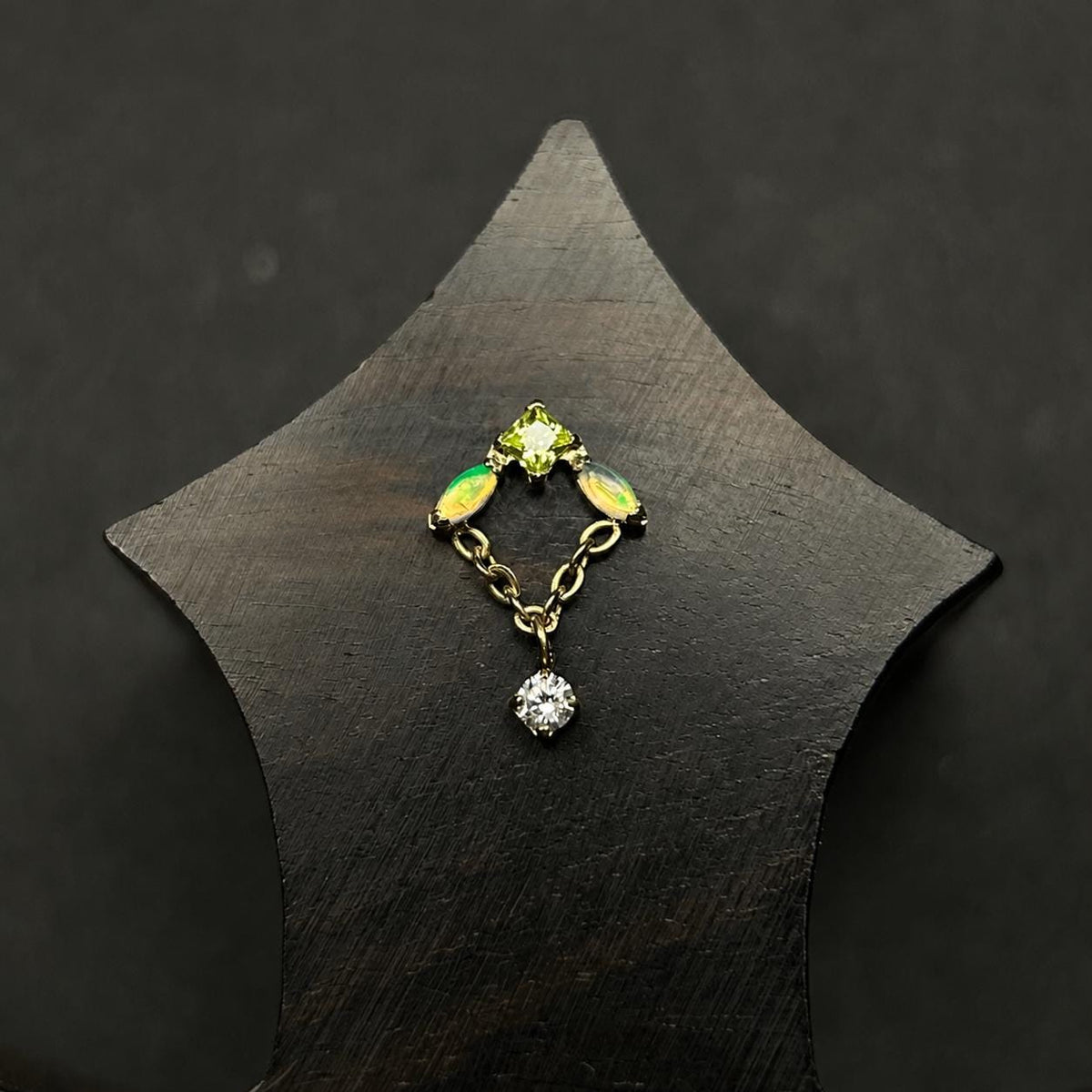 Iridescent Leaf Chain Dangle detail 7