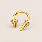 Asymmetrical Crystal Spike Titanium Horseshoe Ring detail 10