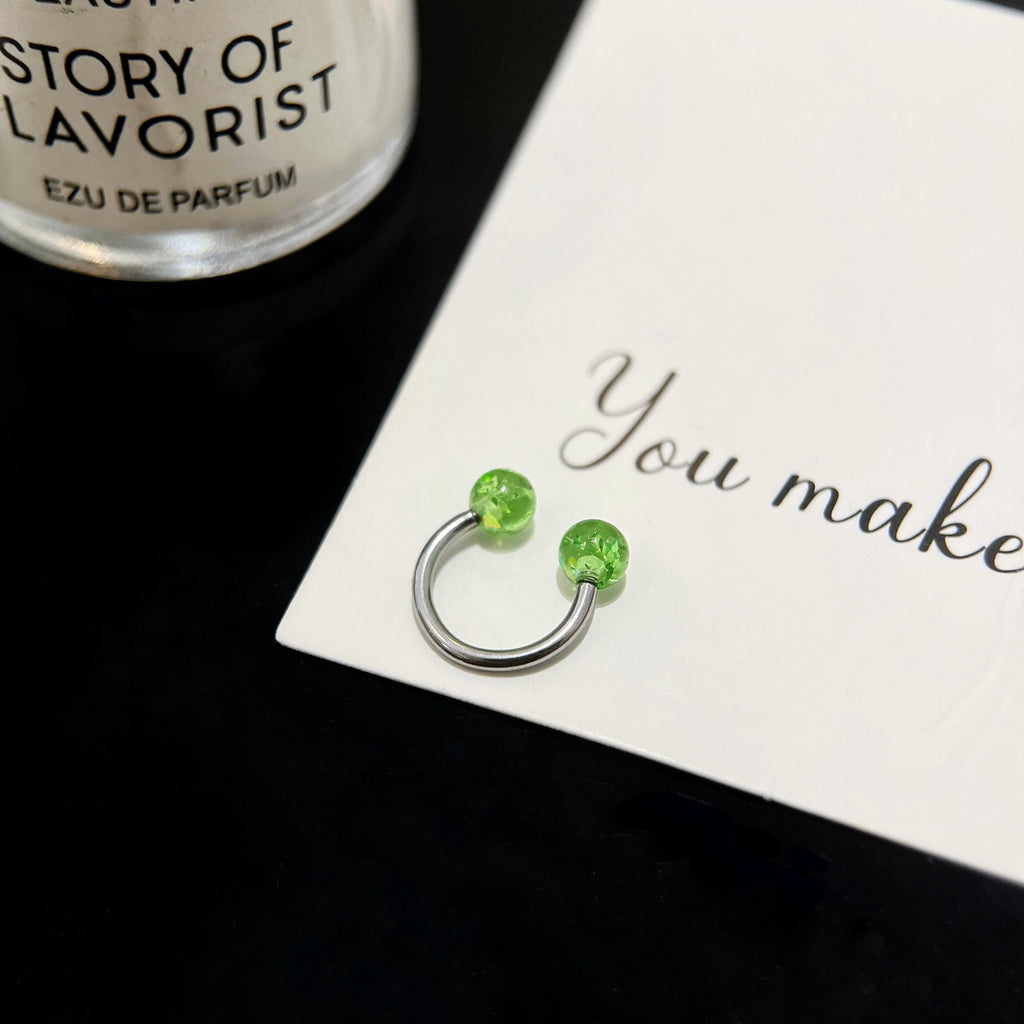 Resin Ball Titanium Horseshoe Ring detail 5