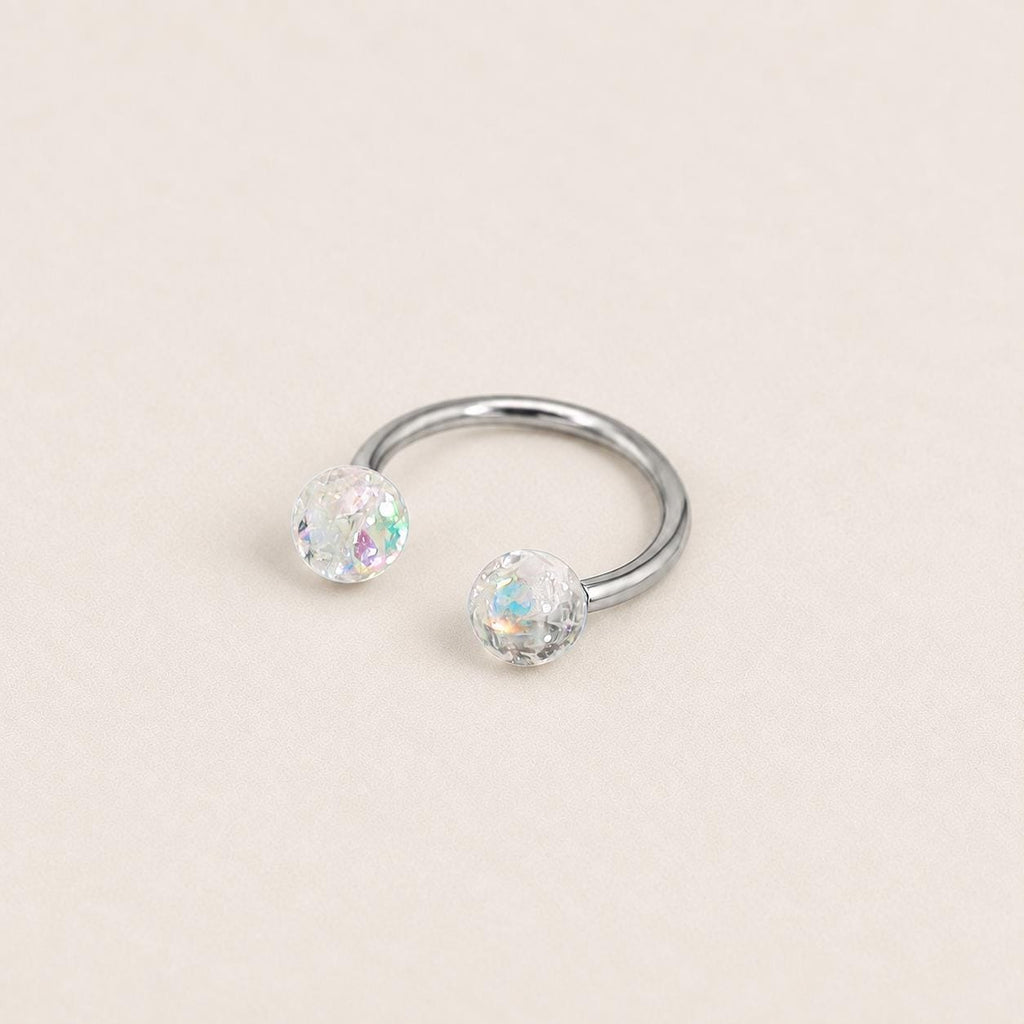 Resin Ball Titanium Horseshoe Ring detail 10