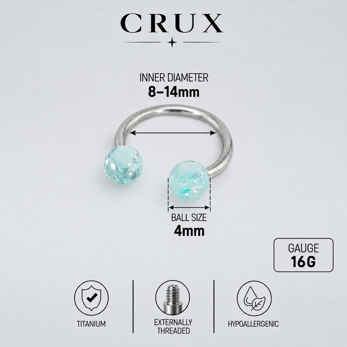 Resin Ball Titanium Horseshoe Ring detail 13