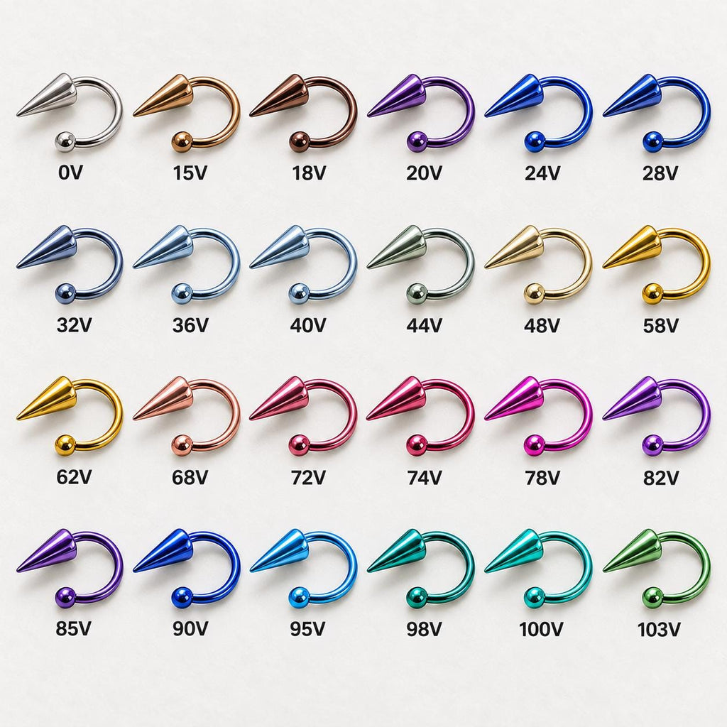 Spike & Ball Titanium Horseshoe Ring detail 14