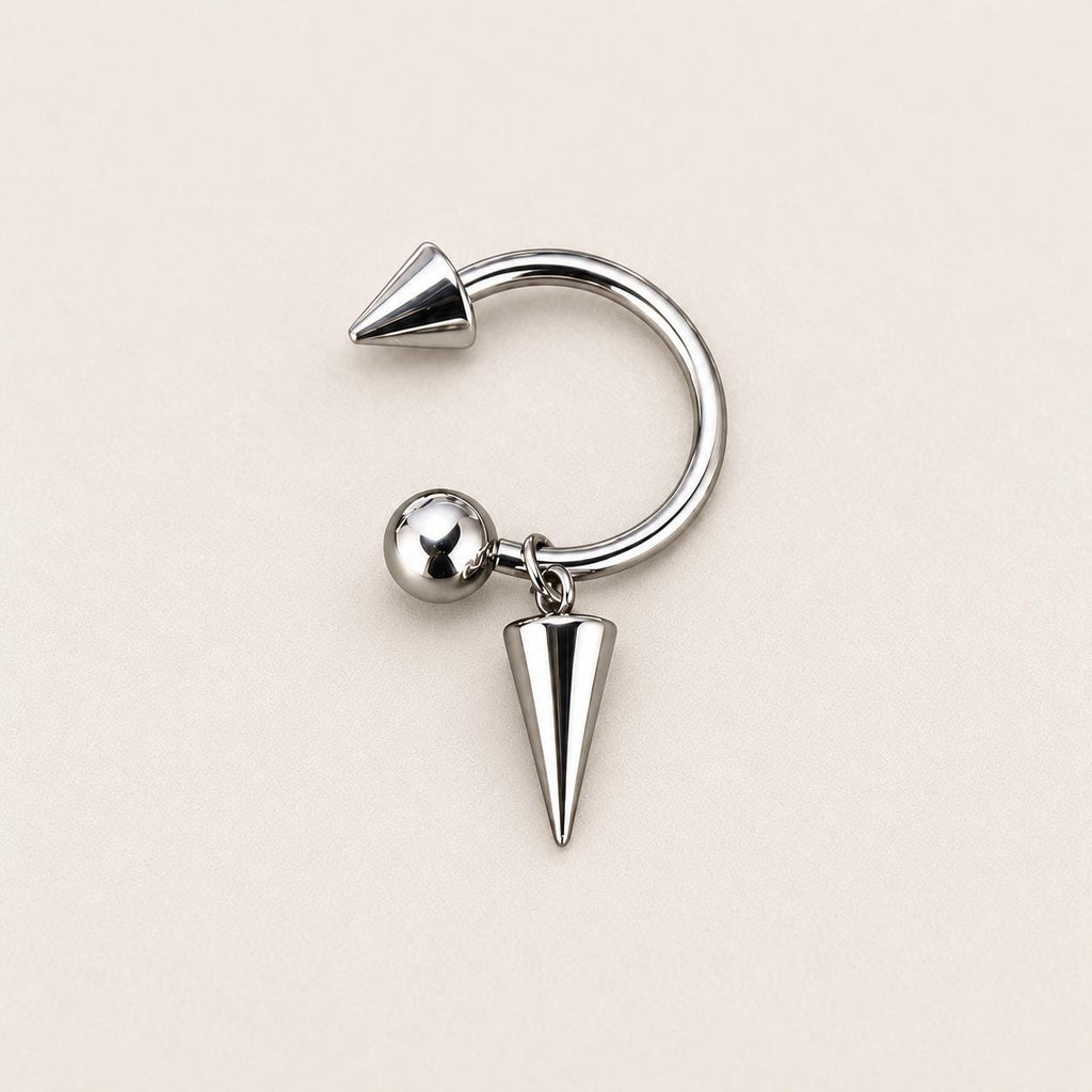 Dangle Spike Titanium Horseshoe Ring detail 7