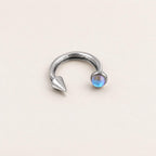 Moonstone Spike Titanium Horseshoe Ring detail 7