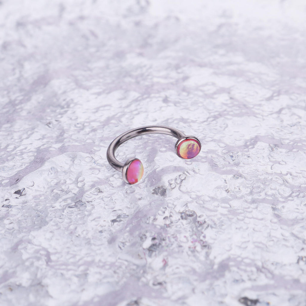 Iridescent Oil Drop Titanium Horseshoe Ring detail 4