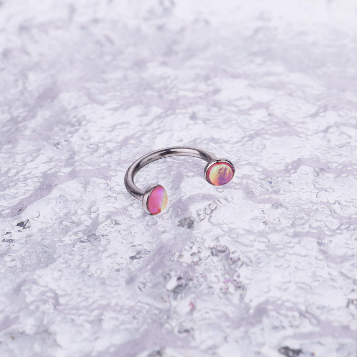 Iridescent Oil Drop Titanium Horseshoe Ring detail 4