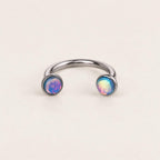 Iridescent Oil Drop Titanium Horseshoe Ring detail 9