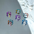 Crystal Ball Spike Titanium Horseshoe Ring detail 4