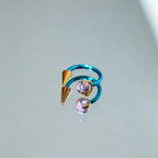 Crystal Ball Spike Titanium Horseshoe Ring detail 6